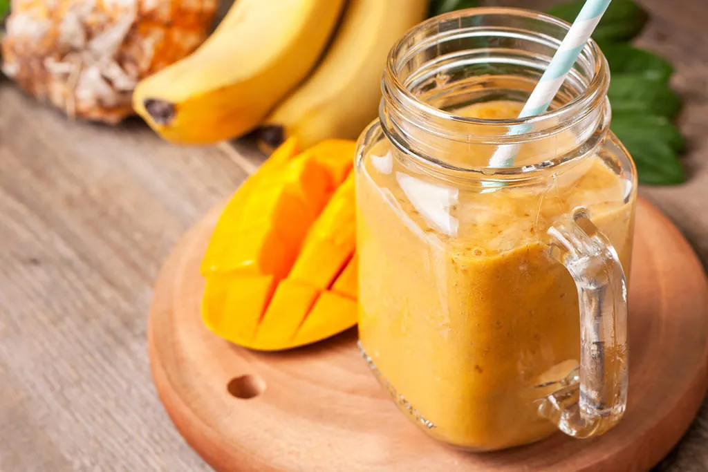 Smoothie Banana with Pineapple and Mango - Healthy Recipe