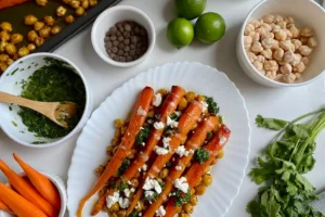 Recipe Roasted Carrots with Cilantro Chimichurri and Crunchy Chickpeas